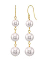 White Akoya Pearl Triple Drop Earrings - Secondary Image