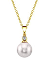 Akoya Pearl & Diamond Michelle Pendant- Choose Your Pearl Color - Secondary Image