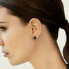 7.5-8.0mm Black Akoya Round Pearl Stud Earrings - Model Image