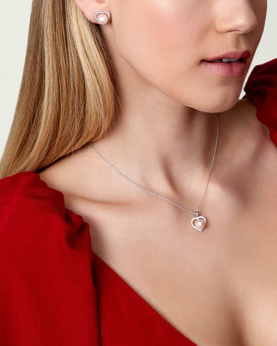 Akoya Pearl & Diamond Amour Pendant - Model Image