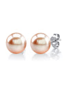 8mm Peach Freshwater Round Pearl Stud Earrings