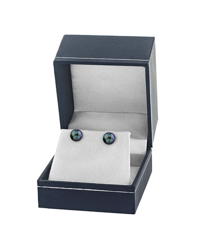 7.0-7.5mm Black Akoya Round Pearl Stud Earrings - Third Image