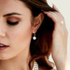 Akoya Pearl & Diamond Michelle Earrings- Choose Your Pearl Color - Model Image