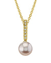 Pink Freshwater Pearl Dangling Diamond Pendant - Secondary Image