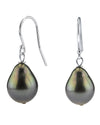 Tahitian South Sea Drop Pearl Dangling Tincup Earrings
