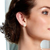 9mm White Freshwater Round Pearl Stud Earrings - Model Image